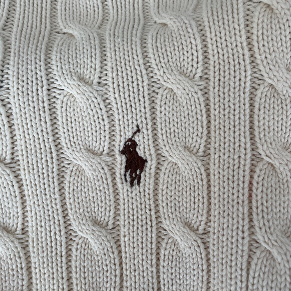 Polo Ralph Lauren Cream Cable Knit Turtleneck Sweater - Picture 3 of 9